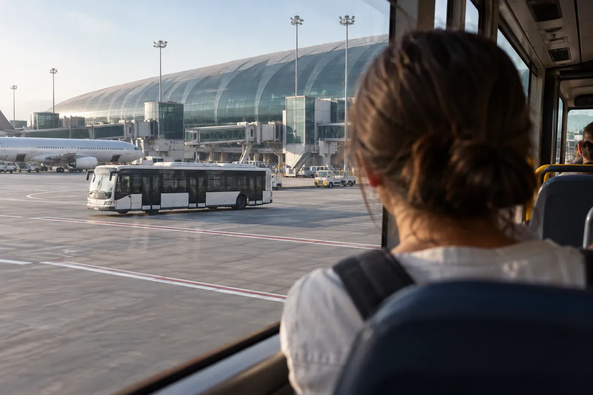 Перронный автобус для трансфера между терминалами аэропорта Дубая DXB