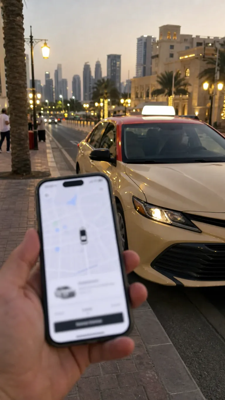 Заказ Hala Taxi через приложение Careem на улице Дубая