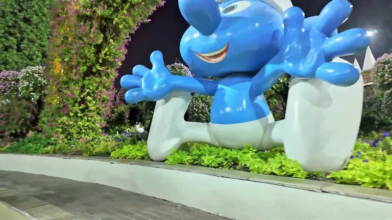 Гигантские фигуры персонажей и животных, выполненные из живых цветов в парке Miracle Garden.